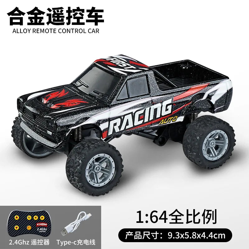 Mini 1:64 RC Car Monster Truck 2.4G Alloy Remote Control Off-Road Drift Racing with Led Light Adult Boys Toys Christmas Gifts