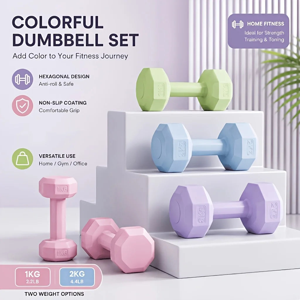 Women's Multifunctional Dumbbell Set - Perfect for Home and Gym Workouts, Arm Training and Yoga - Durable PP Material, Mixed Colors