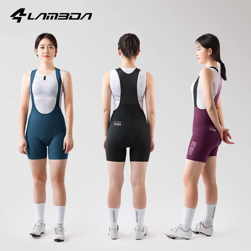 LAMEDA Women's Cycling Bib Shorts Absorb-Shock Padded Road Bike Strap Shorts Summer Breathable Riding Biking Bib Shorts Clothes