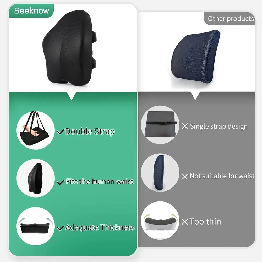 Ergonomic Lumbar Pillow for Desk and Car Seats: Supportive Cushion for Back Pain Relief