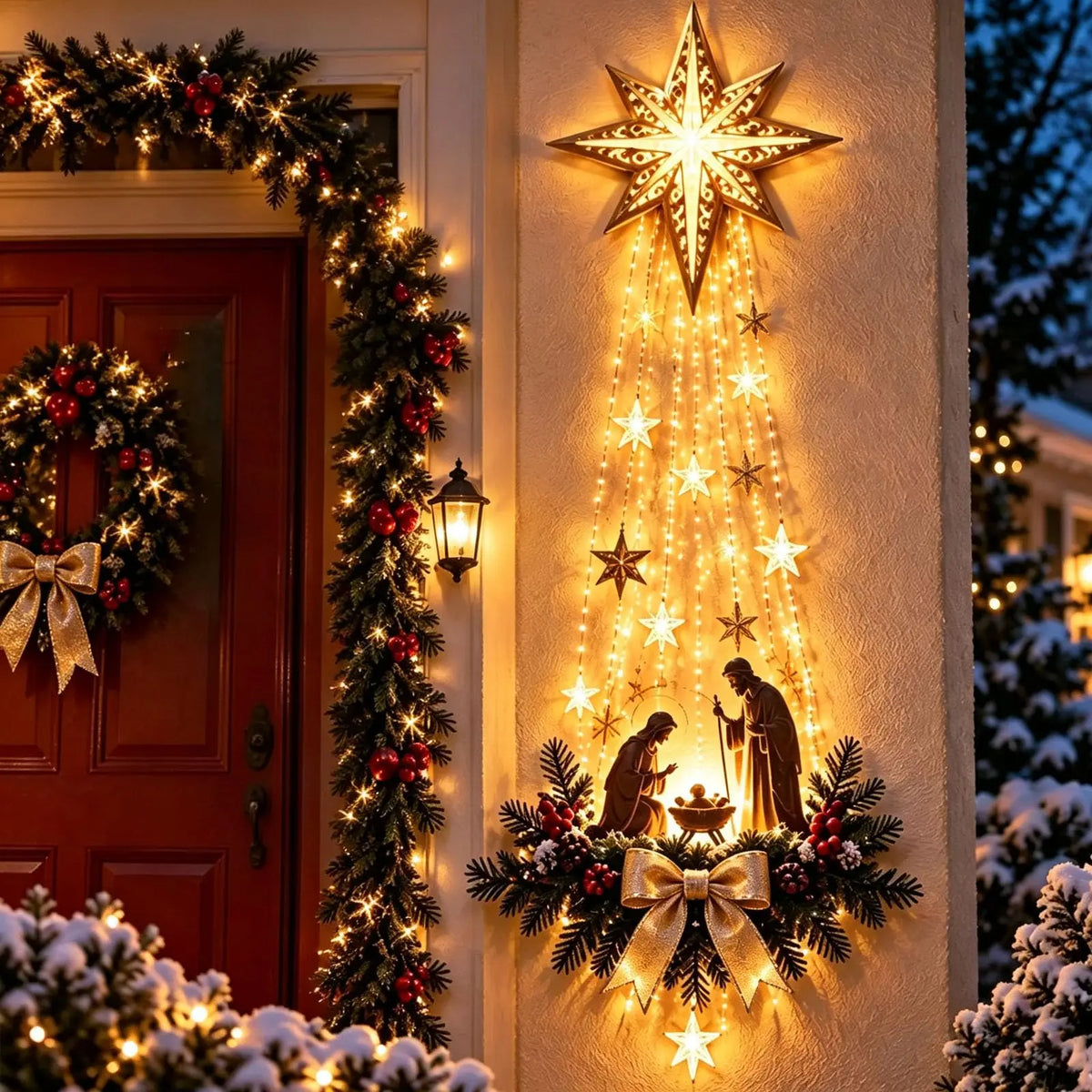 2026 Lighted Nativity Bethlehem Star Wall Decor with Warm LED Lights,Indoor & Outdoor Use, Holiday Wall Hanging,Christmas Decor