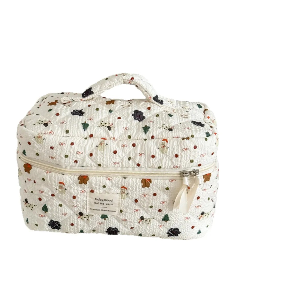 Ladies' Cosmetic Bags Cartoon Snowman Large Capacity Portable Storage Bags Teddy Bear Print Christmas Cute Kawaii Makeup Bags
