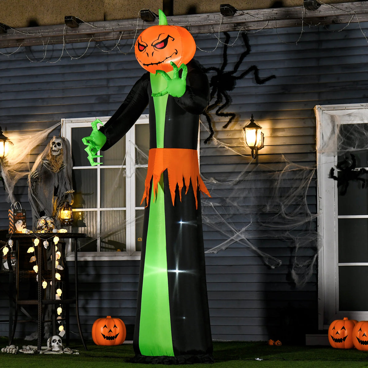 9' Light up Pumpkin Inflatable Outdoor Halloween Yard Decoration W/ Led Lights