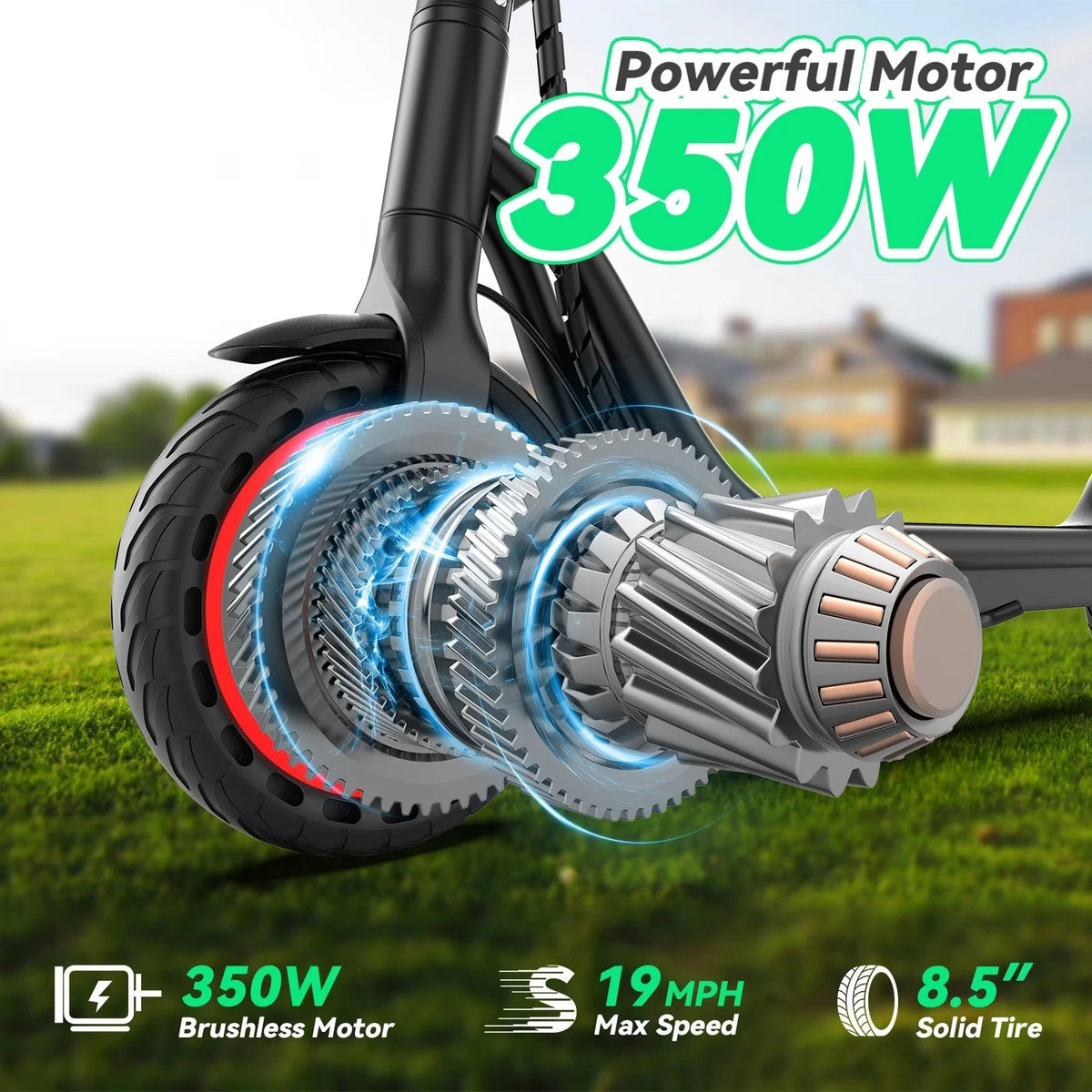LADPED LP30 Electric Scooter 19mph Max Speed 8.5inch Solid Tire Foldable E-Scooter 15miles Max Range Urban Commuter for Teens