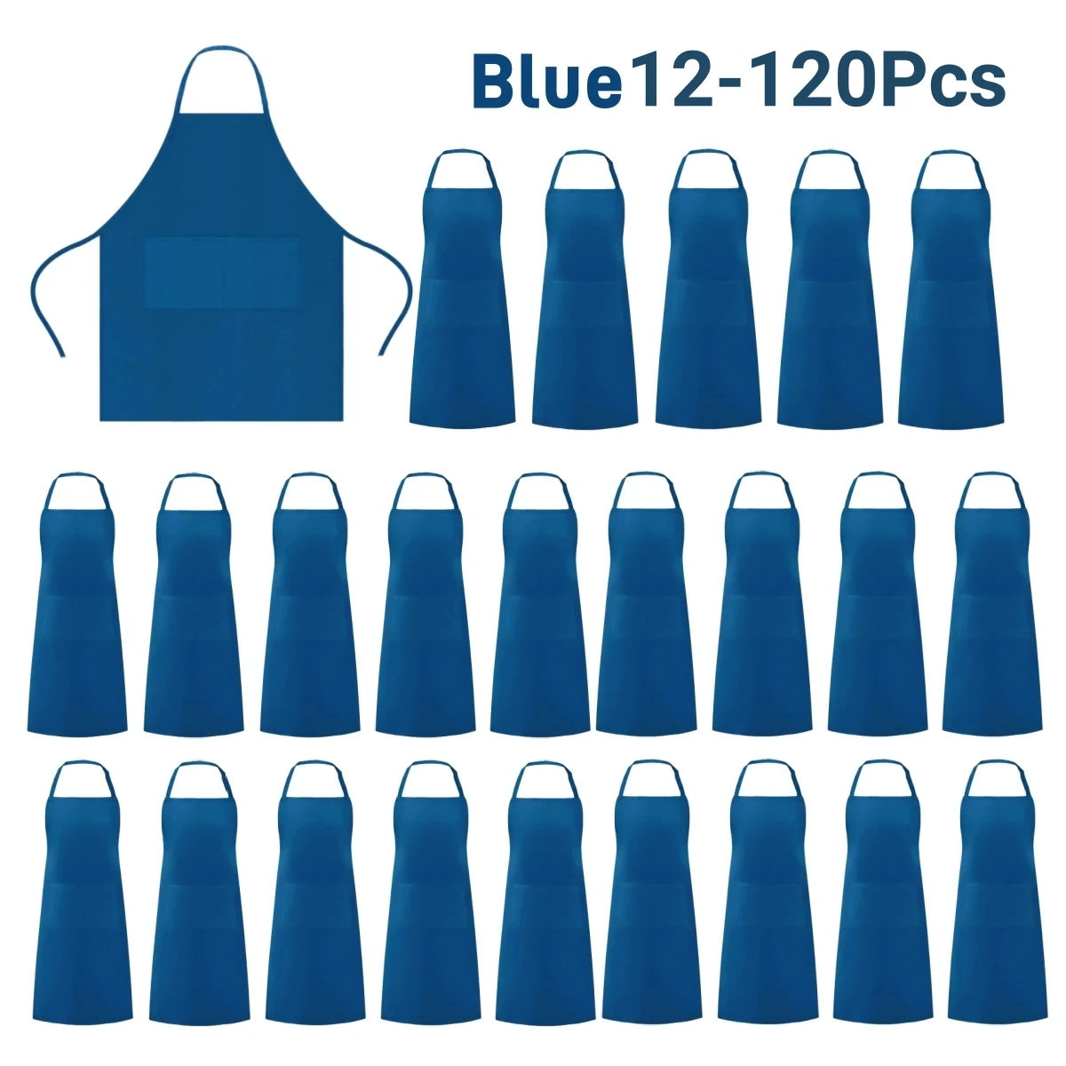 12-120Pcs Bib Aprons with 2 Pockets Unisex Chef Apron Kitchen Aprons Painting Sewing Christmas Cookie Party Server Aprons