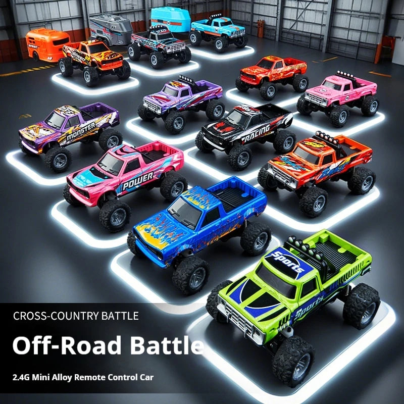 Mini 1:64 RC Car Monster Truck 2.4G Alloy Remote Control Off-Road Drift Racing with Led Light Adult Boys Toys Christmas Gifts