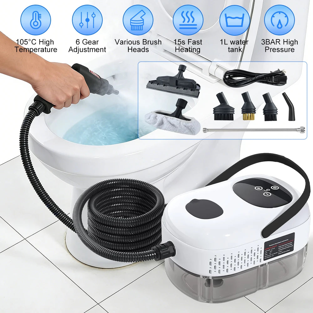 High Temperature Steam Cleaner 110V Portable Handheld Steam Cleaning Machine  6-Gear LCD Touch Screen 1500W Multi-Function Steam Cleaning Machine for Kitchen Hoods, Air Conditioners, Deep Cleaning and Disinfection