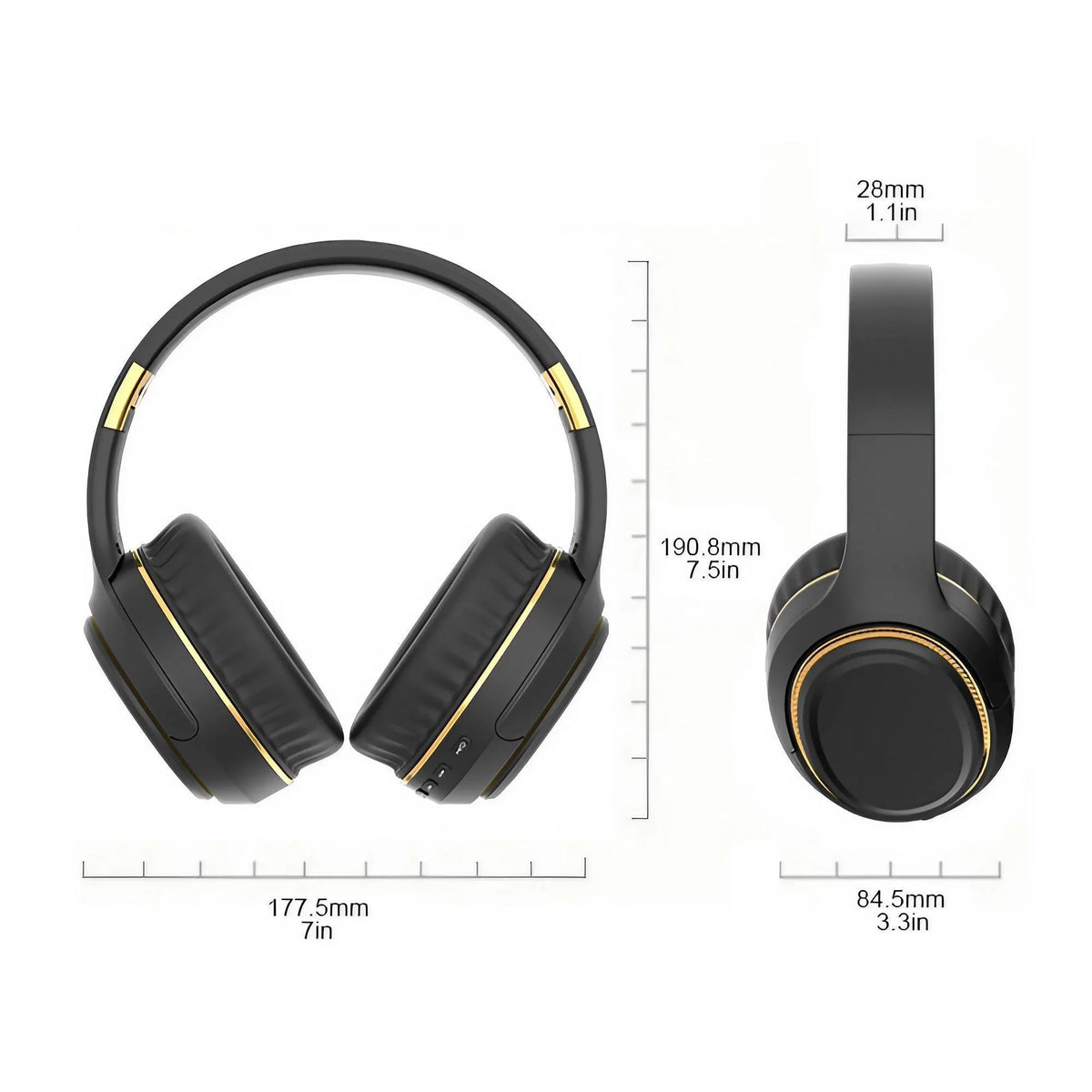 Over-Ear Bluetooth Headphones, Wireless Sport Headset with Wired Option, LED Breathing Light, Foldable Portable Design for PC Gaming, Music, Travel, Home Office Use, Great Gift Choice for Men, Women and Students