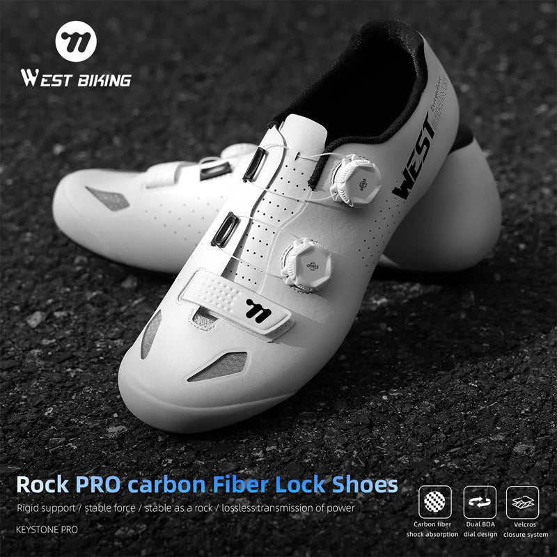 WEST BIKING Road Cycling Shoes Spd Speed Cycling Sneaker Cleat Shoes Bike Outdoor Footwear Self-Locking Cycling Flat Pedal Shoes