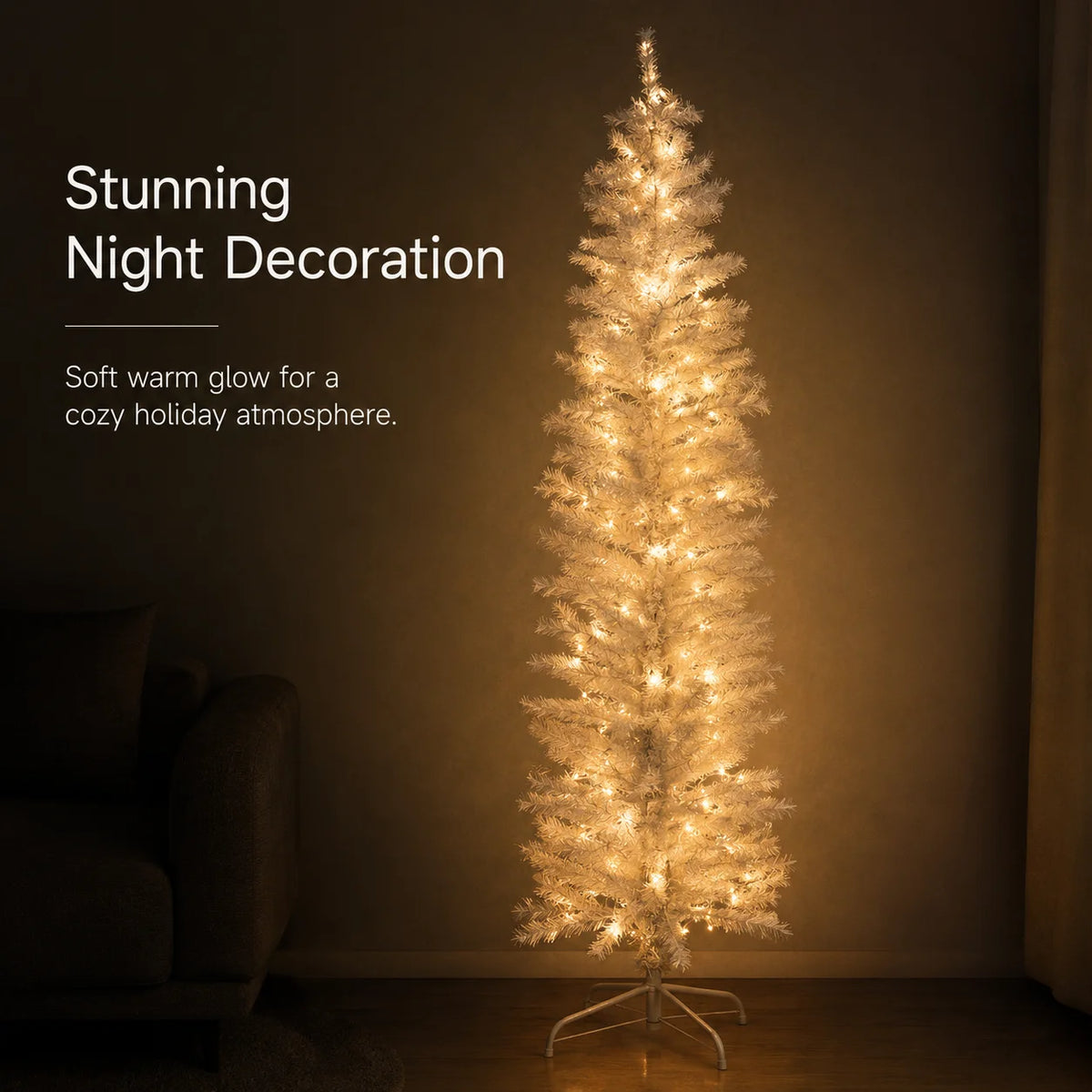 Artificial Christmas Tree PVC Pointed Head Pencil White Large Christmas Tree 1.2m To 2.1m Christmas Home Party Scene Decorations