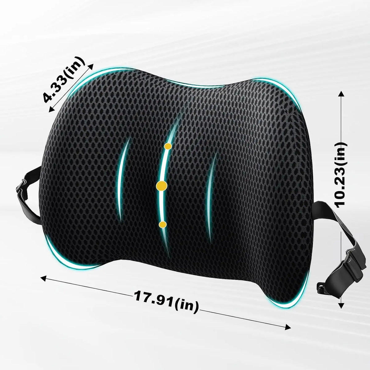 Lumbar Support Pillow for Car, Memory Foam Car Back Cushion | Car Seat Back Pillow for Driving, Adjustable Strap, Ergon