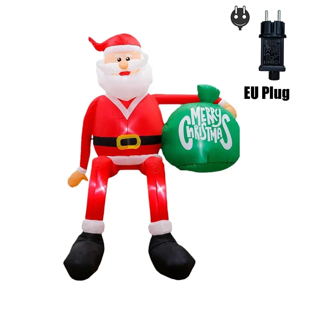 8FT 245cm Christmas Inflatables Glowing Climbing Santa Claus with LED Outdoor Home Cafe Decoration Party Yard Xmas Decor