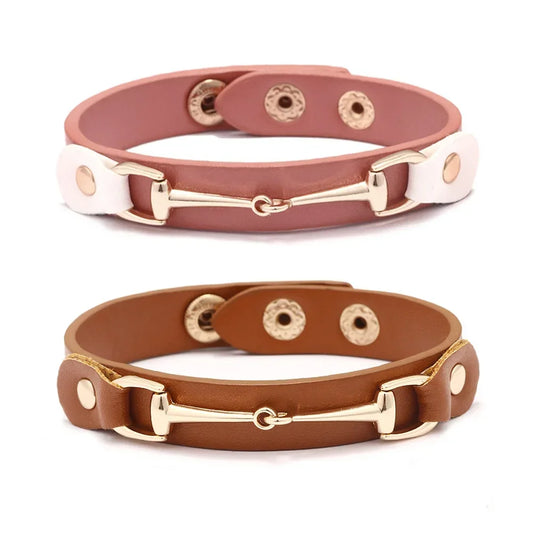 Kirykle High Quality PU leather Bracelet for women Candy Color Double Layer Punk Style Charms Leather Bangle Christmas Gift