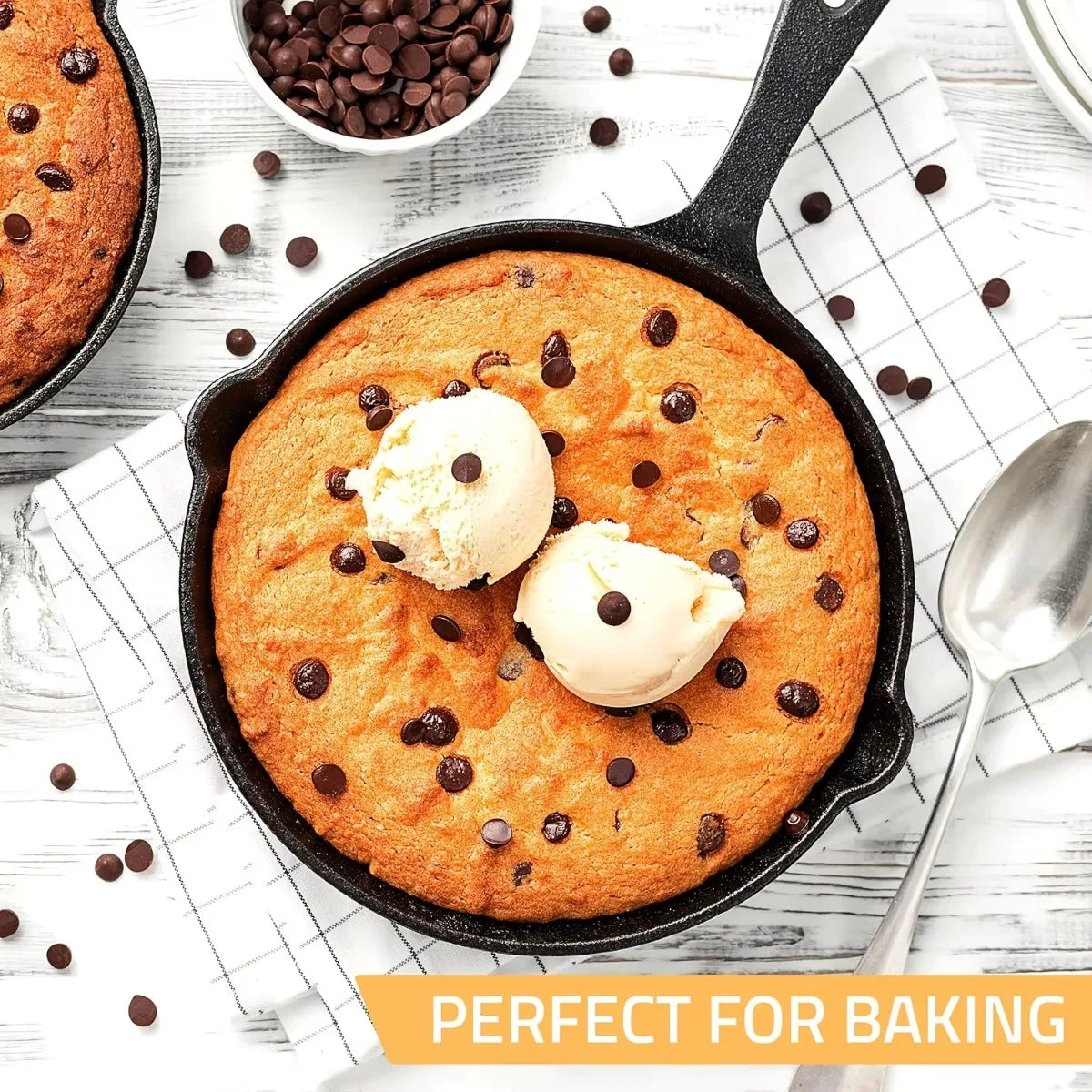 3PCS Cast Iron Skillet Set, Non-Stick Frying Pans with Drip Spout for Camping, RV & Home Cooking