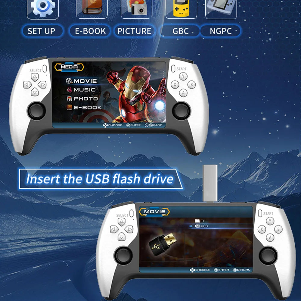 2026 New SF3500 5 Inch Handheld Game Console for PS1 GBA SNES MAME Retro Emulator FHD Portable Gaming Machine Christmas Gift