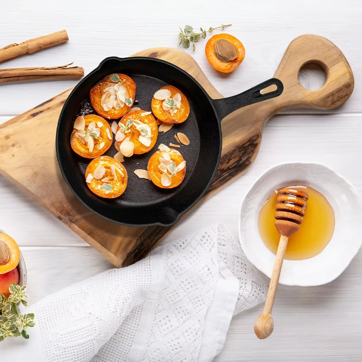 3PCS Cast Iron Skillet Set, Non-Stick Frying Pans with Drip Spout for Camping, RV & Home Cooking