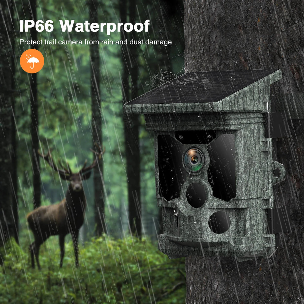 RD7010WF 4K 112MP WIFI Night Vision Wild Game Trail Camera, Solar Powered Camera Traps for Hunting and Home Garden Security