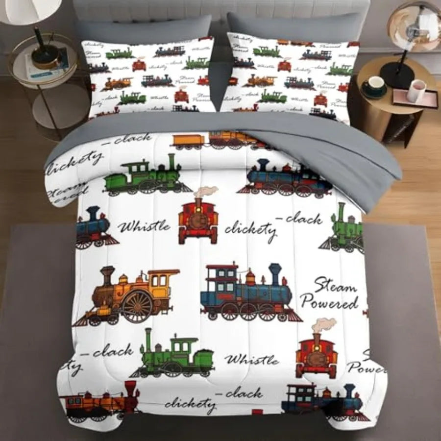 7 Pcs Size Comforter Set with 2 Pillowcases and 2 Shams Mid Century Bedding for Adults Sun Leaf Bed in a Bag with Flat Fitted S