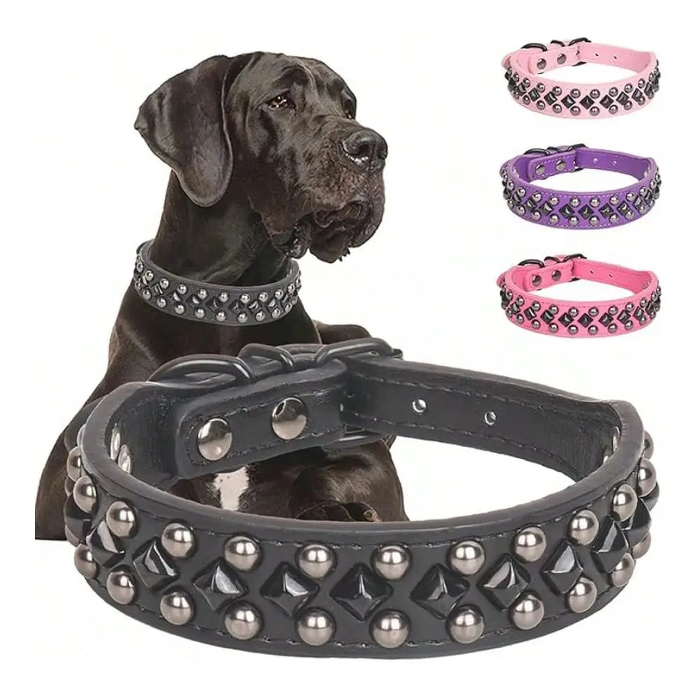 Studded Dog Collar Soft PU Leather Spike Pet Collar Adjustable Collars Small Medium Large DogsChristmas
