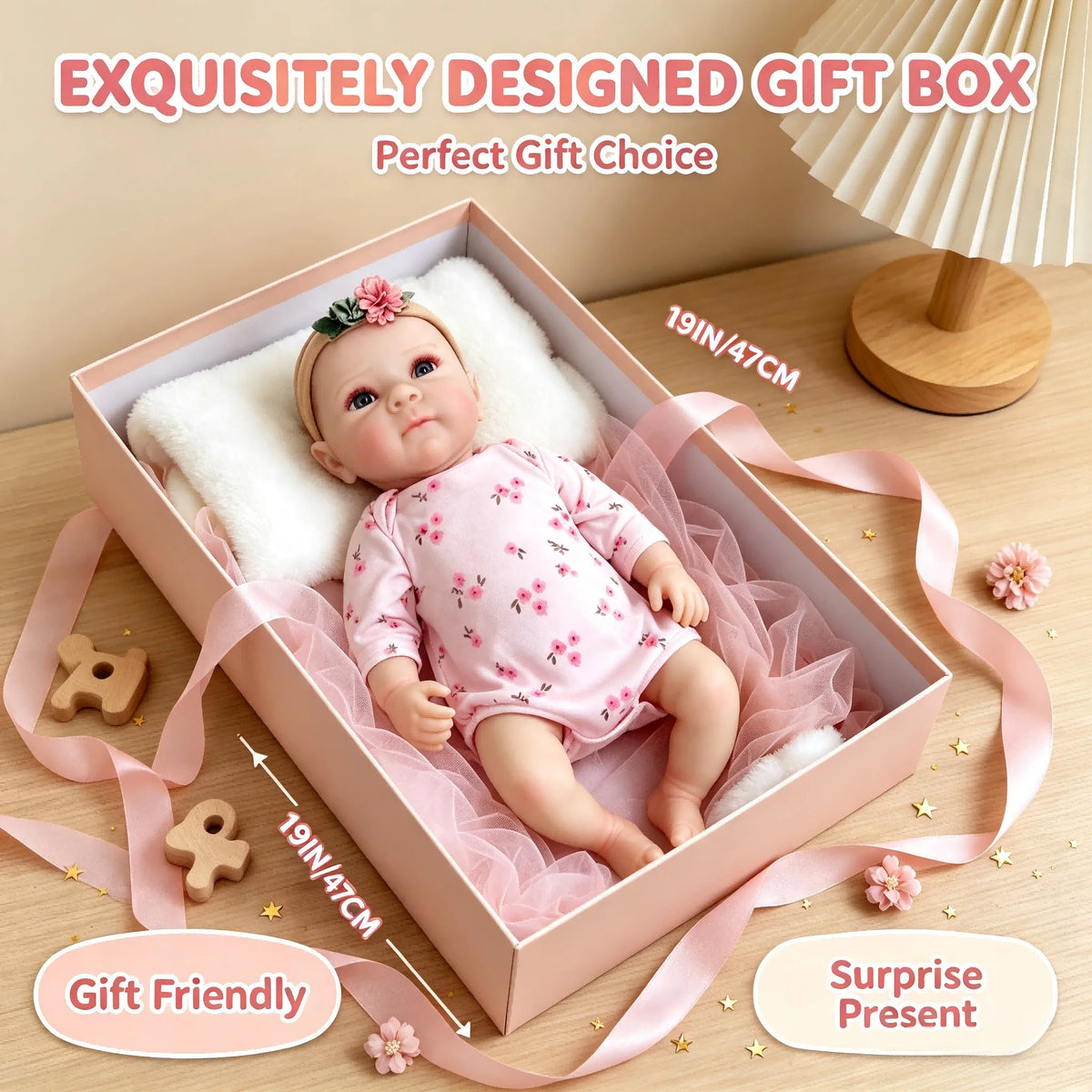 18 Inch High-Realistic Resin Doll Hand-Painted Skin Texture Lifelike Baby Facial Features Suitable for Imaginative Play Display And Collectible