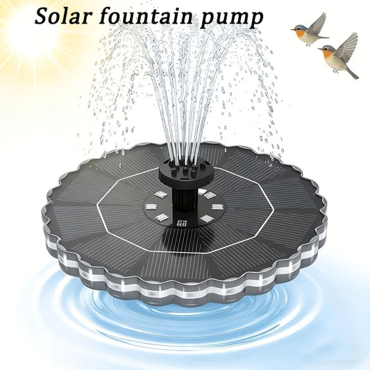 3.5W Solar Fountain with Colorful LED Lights, Solar Bird Bath Fountain Built in 1800mAh Battery with 8 Nozzles and 4 Crash Bars, Ideal Decoration for Garden Pond Bird Tub