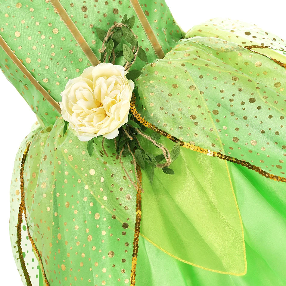 TinkerBell Fairy Costume for Girls Flower Dress Birthday Party Carnival Christmas Outfit Toddler Kids Fancy Vestido 2-8Y