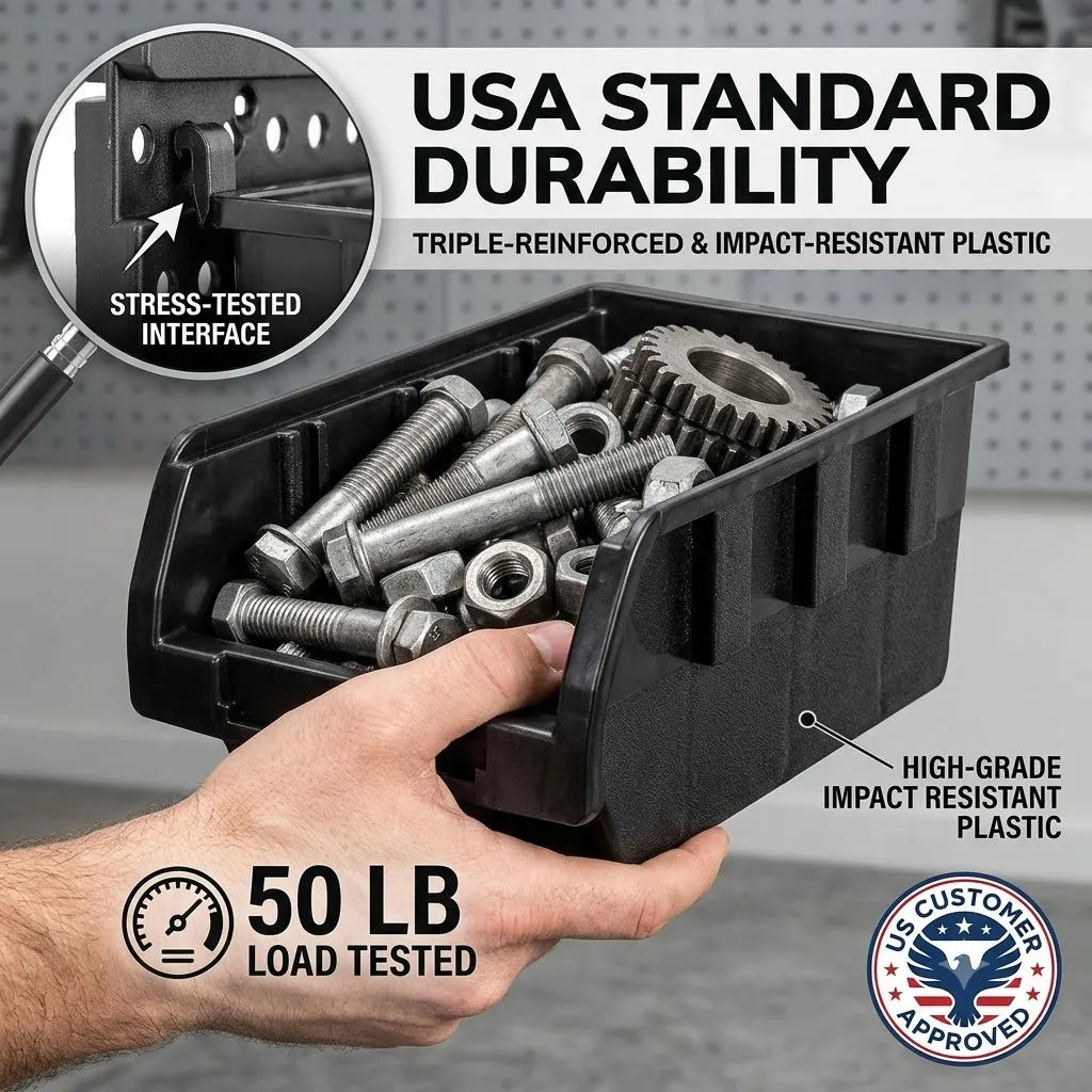 30pcs-Bin Wall Mounted Storage Bins Parts Rack Organizer Garage Shop Tool Organizer for Screws, Nuts, Bolts, Nails, Beads, and Small Hardware Parts, With Wall Panels