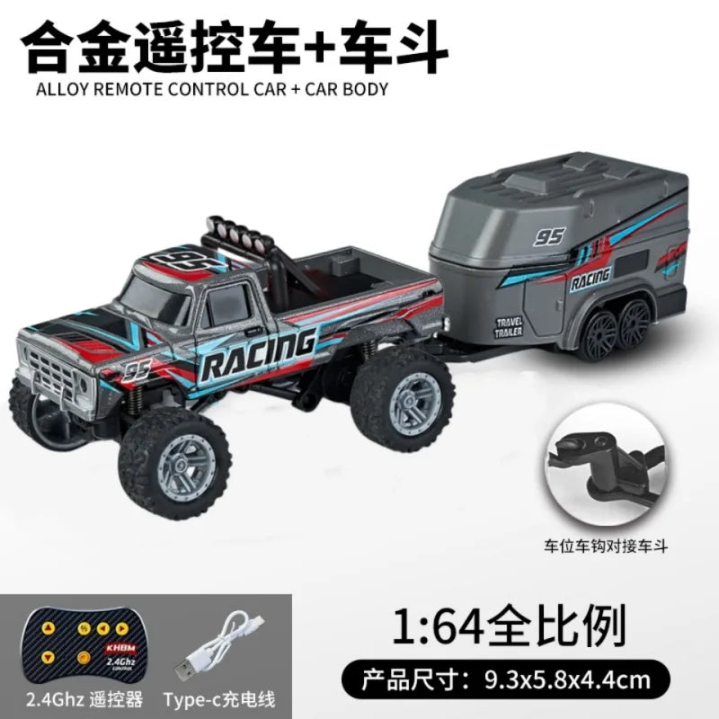 Mini 1:64 RC Car Monster Truck 2.4G Alloy Remote Control Off-Road Drift Racing with Led Light Adult Boys Toys Christmas Gifts