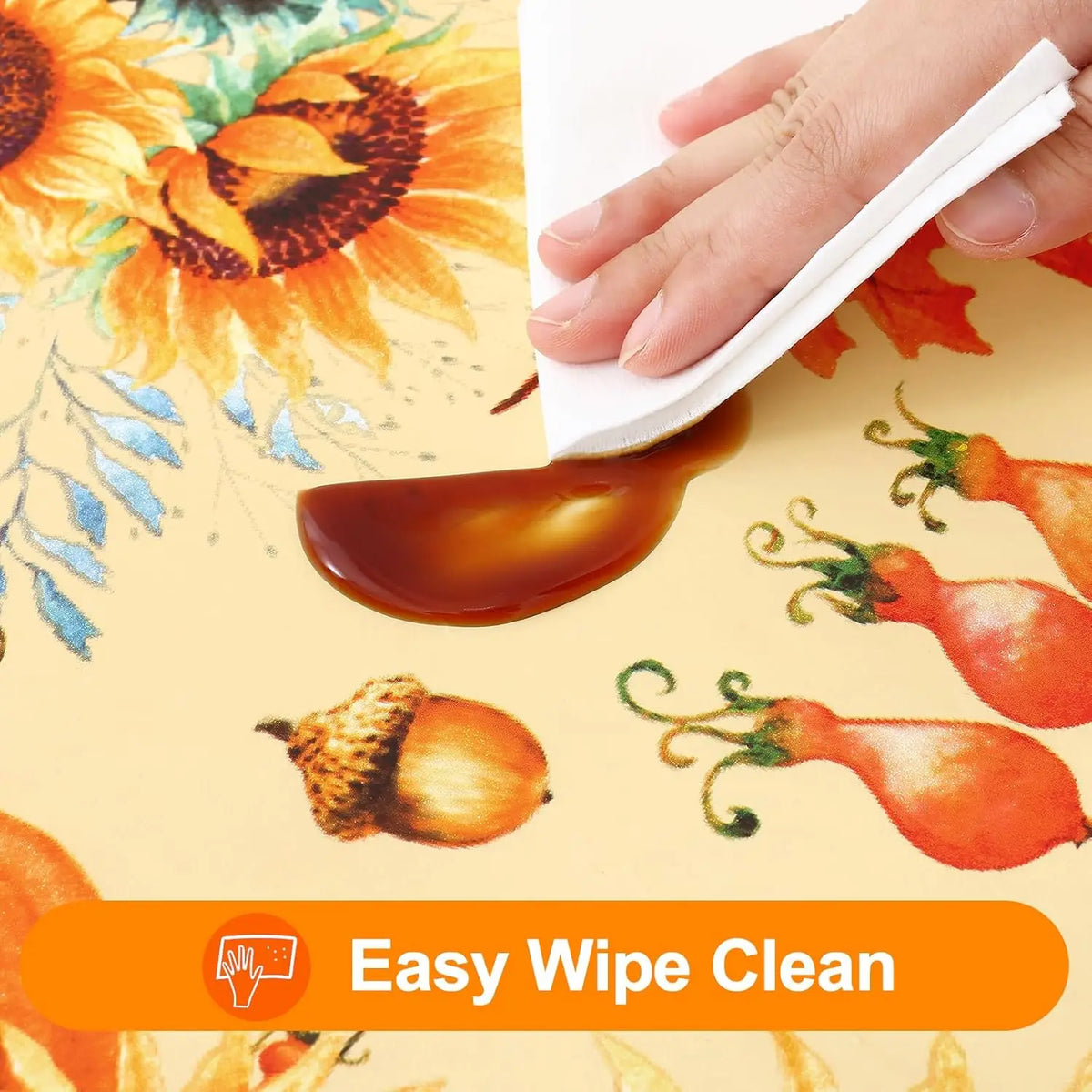 Waterproof PVC Flannel Table Cover Elastic Fitted Tablecloth Floral Pumpkin Christmas Pattern Dining Party Decoration
