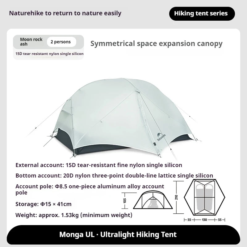 Naturehike Mongar UL Camping Tent 15D Nylon Lightweight 1 or 2 People 3 Seasons Tent Waterproof Portable Outdoor Tent With Mat
