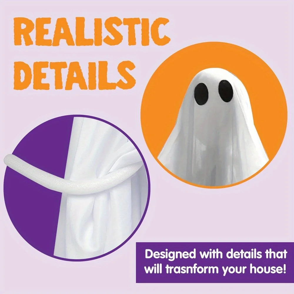 Halloween Hanging Light up Ghost with Spooky Blue LED Light, 47'' White Ghosts Halloween Hanging Decoration for Front Yard Patio Lawn Garden Party Decor Indoor Outdoor, Photobooth Props