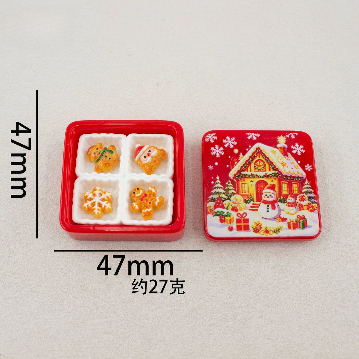 Cute Christmas Gingerbread Biscuit Gift Box Series 3D Resin Cabochon DIY for Keychain Earrings Dollhouse Accessories