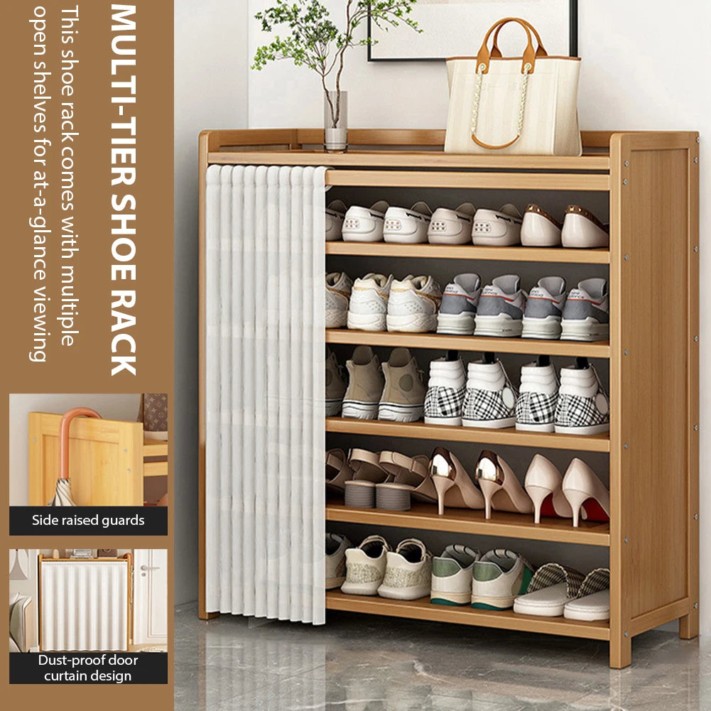 6-Tier Shoes Racks Organizer Racks Wooden Cabinet Organizer Storage Shelves for Entryway Living Room Hallway Doorway