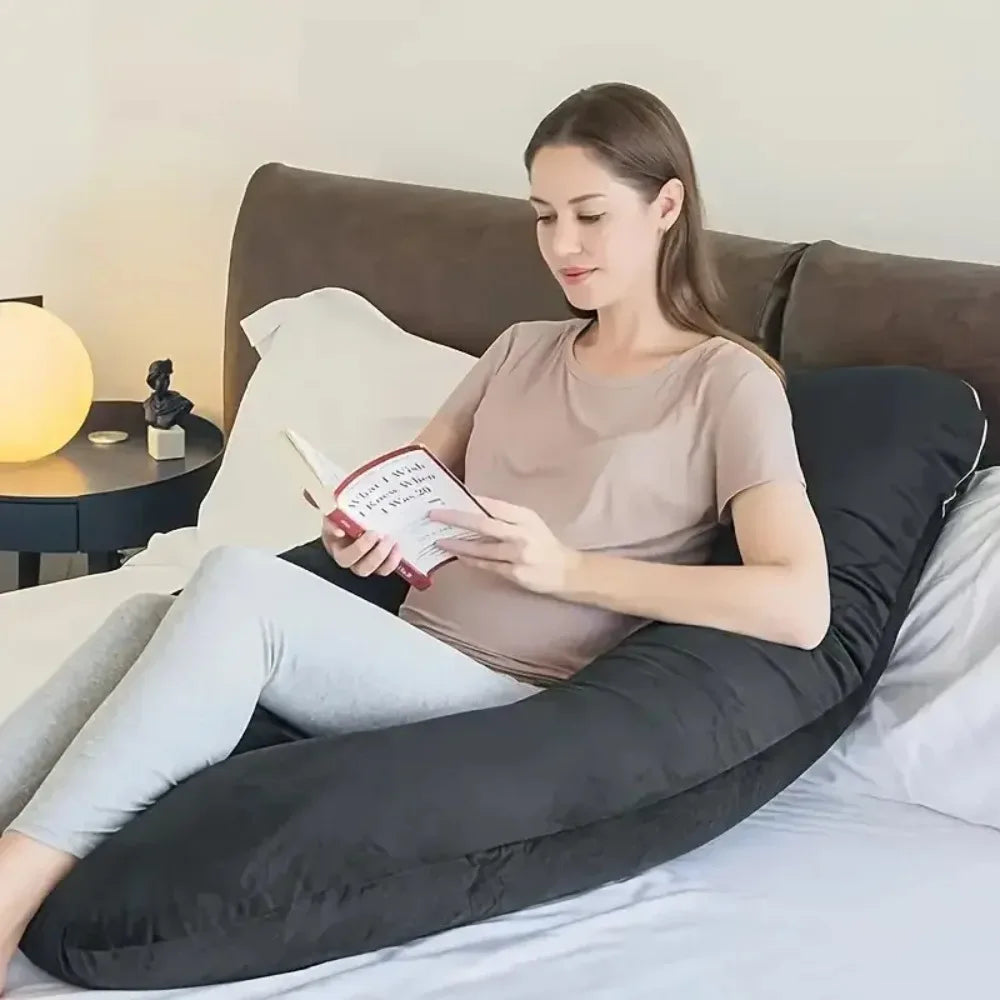 Soft Fleece U‑Shaped Pregnancy Pillow, Multi‑Functional Maternity Body Pillow with Lumbar & Abdominal Support for Pregnant Women Side Sleeping