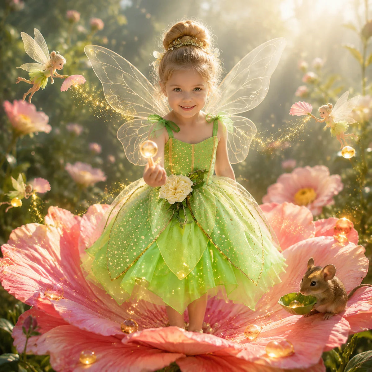 TinkerBell Fairy Costume for Girls Flower Dress Birthday Party Carnival Christmas Outfit Toddler Kids Fancy Vestido 2-8Y