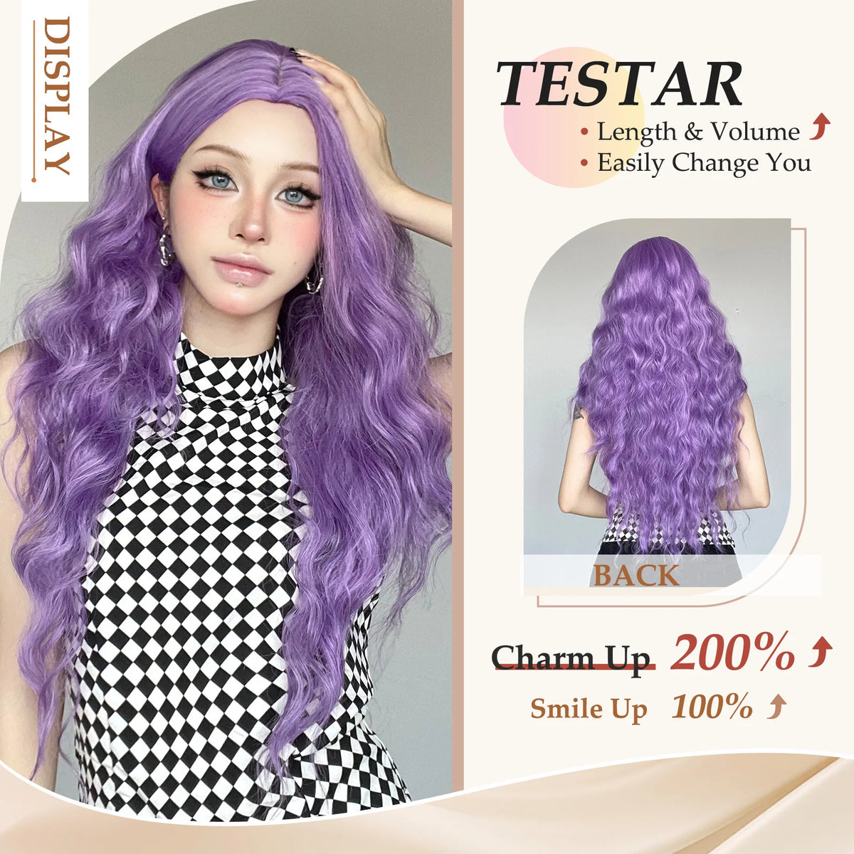 Long Curly Purple Hair Wig Deep Wavy Purple Wig For Fashion Women High Quality Synthetic Wig Party Cosplay Christmas Use 26 Inch