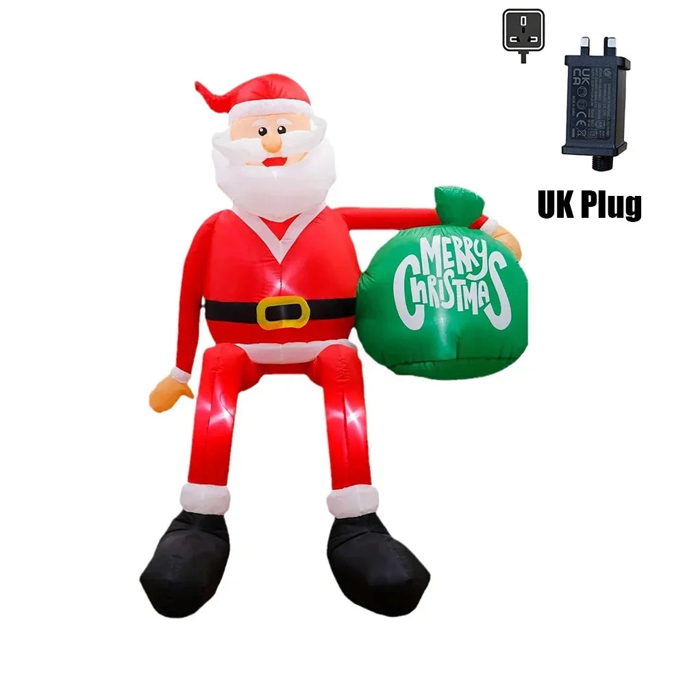 8FT 245cm Christmas Inflatables Glowing Climbing Santa Claus with LED Outdoor Home Cafe Decoration Party Yard Xmas Decor