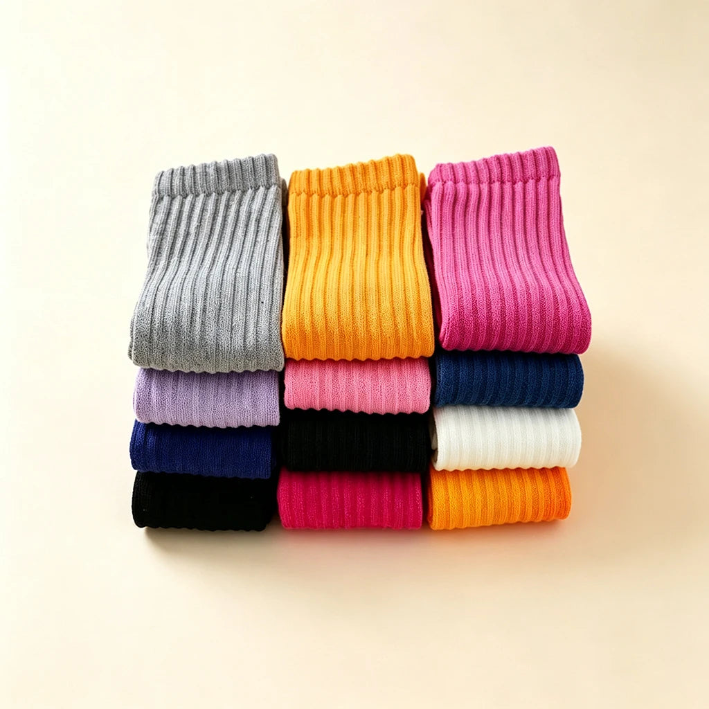 12/24/36 Pairs Cotton Socks Women Men - Solid Color Soft Stretchy Mid Calf Socks - Breathable Casual Daily Wear Bulk Pack