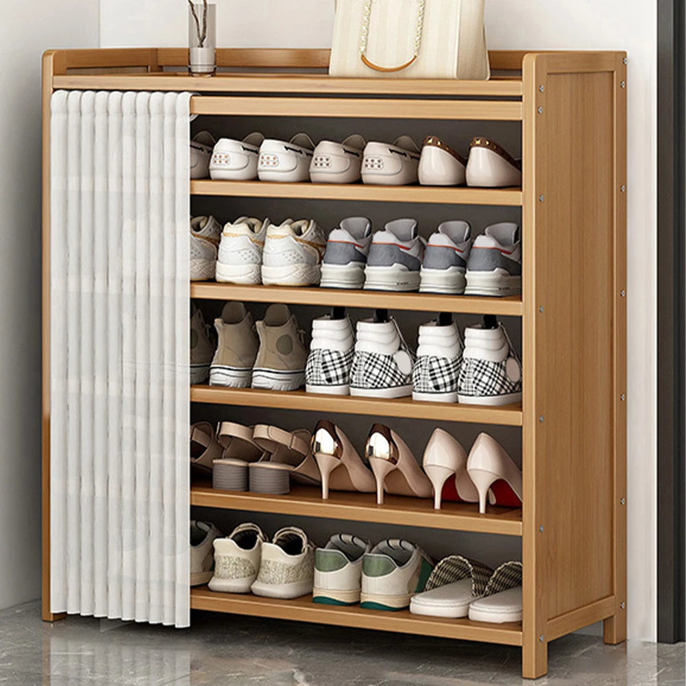 6-Tier Shoes Racks Organizer Racks Wooden Cabinet Organizer Storage Shelves for Entryway Living Room Hallway Doorway