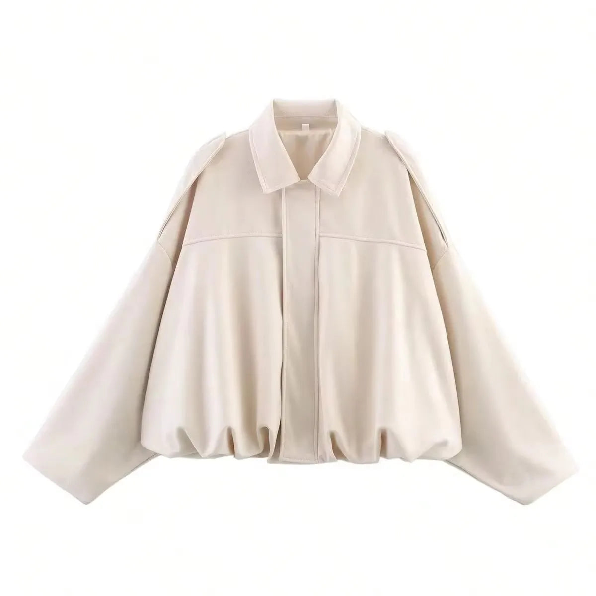 HH Women Elegant Party Jacket Loose Casual Office Coat Lapel Zipper Long Sleeve Vintage Autumn Vacation Winter Solid Outerwear