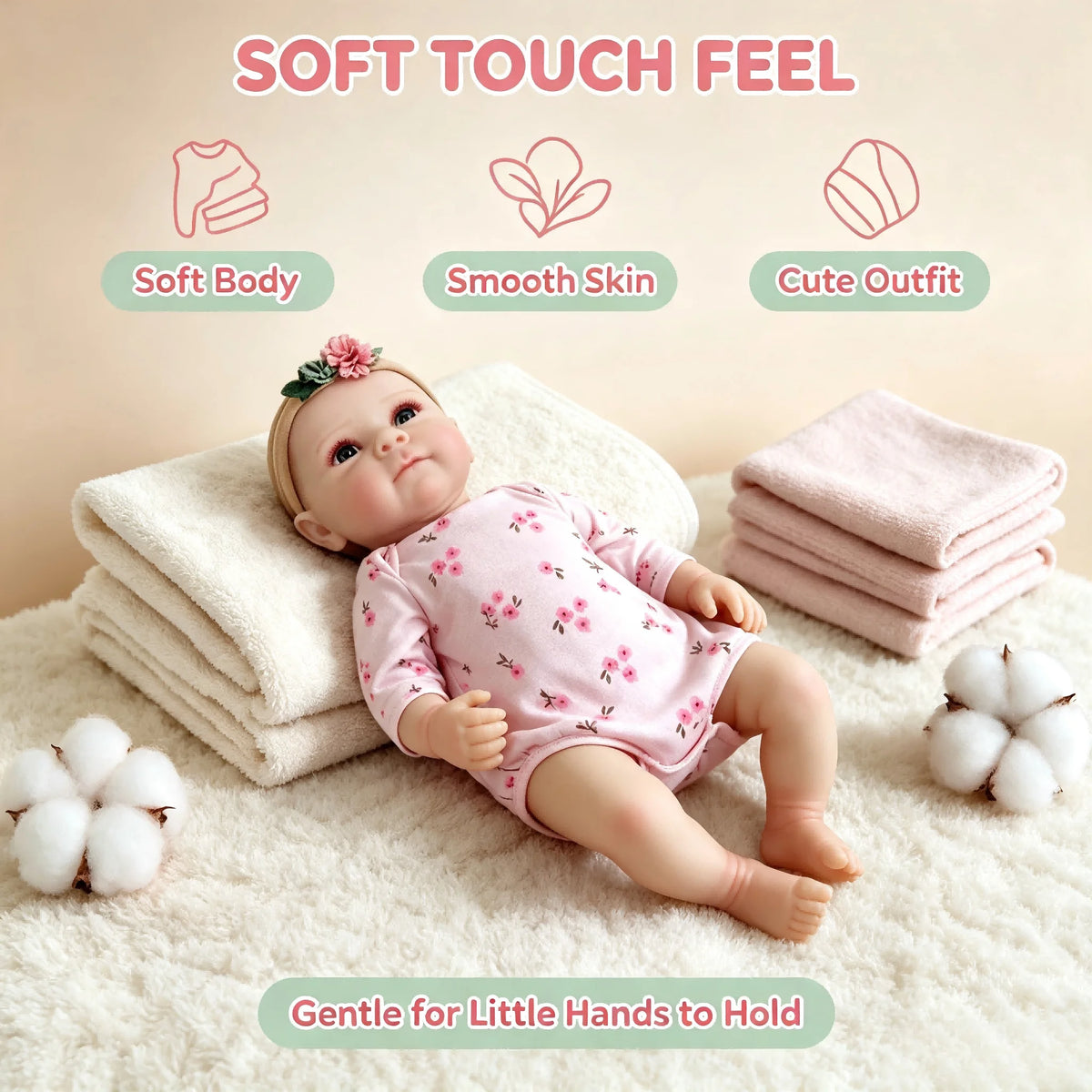 18 Inch High-Realistic Resin Doll Hand-Painted Skin Texture Lifelike Baby Facial Features Suitable for Imaginative Play Display And Collectible