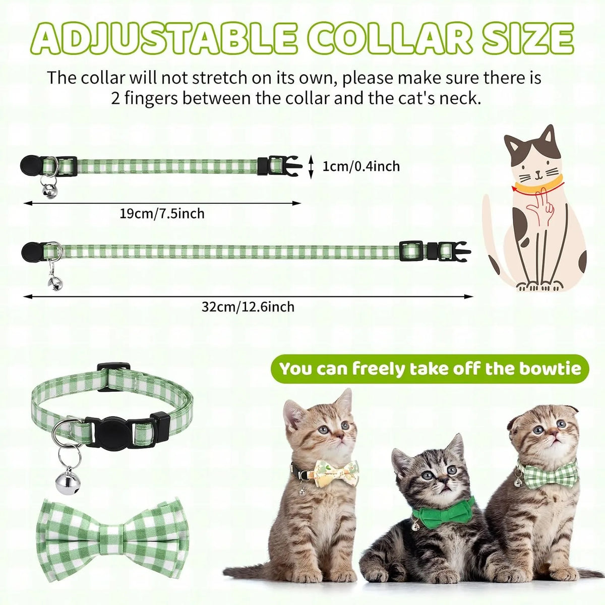 6 PCS With And Bell,Cat Collar Plaid,Breakaway Adjustable Cat Bow Tie Collars For Kittens Or Certain Puppies