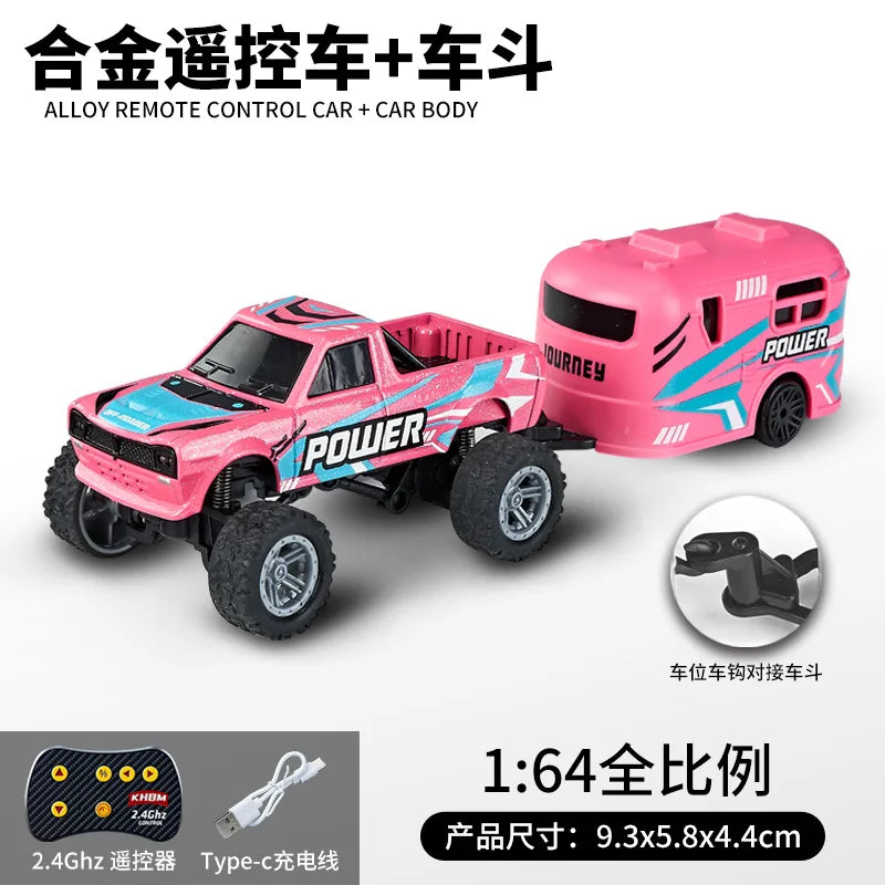 Mini 1:64 RC Car Monster Truck 2.4G Alloy Remote Control Off-Road Drift Racing with Led Light Adult Boys Toys Christmas Gifts