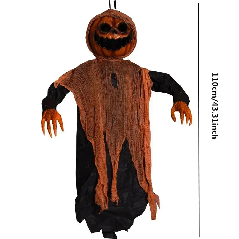 1PC Halloween Hanging Pumpkin Head Decoration with Scary Sounds - Fabric,  for Hanging Decor, Celebrates Halloween, Christmas
