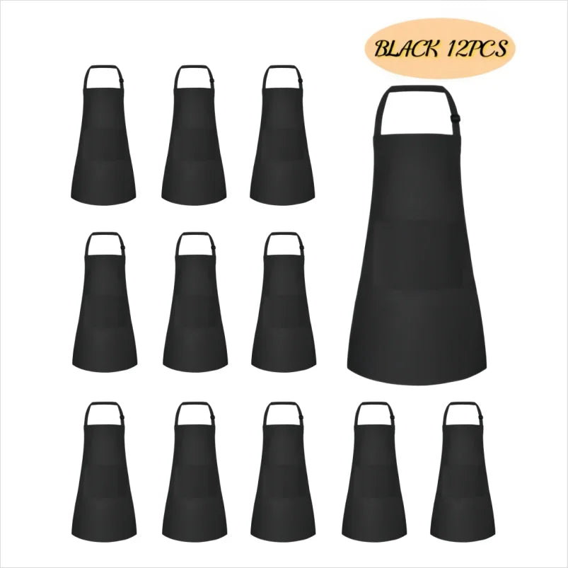 6-12 Pack Kids Painting Aprons with 2 Pockets Adjustable Chef Art Apron for Cooking Baking Painting Crafting Christmas Party