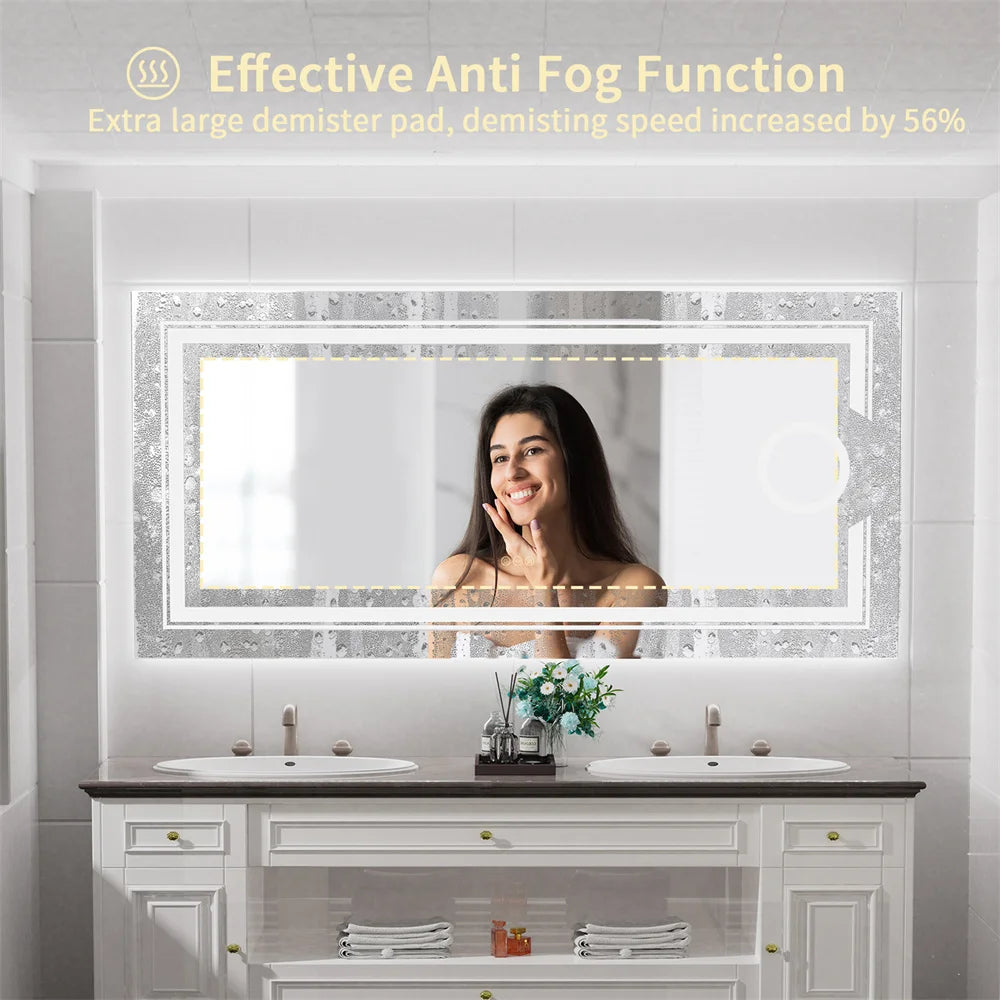 LUVODI LED Mirror Bathroom Wall Mounted Magnifying Mirror for Washroom Toilet Shower Vanity Makeup Shaving Mirrors
