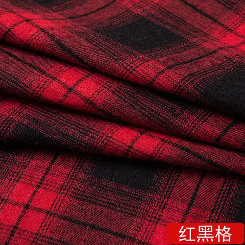 50cmBrushed Polyester Cotton Plaid Fabric 240gsm 1.45m Wide Soft Checkered Cloth for Spring Autumn Shirts, Skirts & DIY Sewing