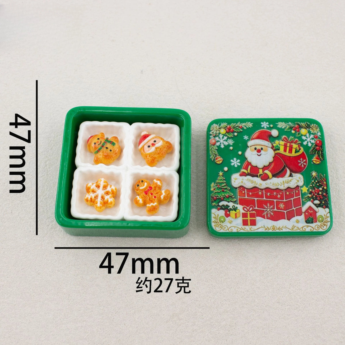 Cute Christmas Gingerbread Biscuit Gift Box Series 3D Resin Cabochon DIY for Keychain Earrings Dollhouse Accessories