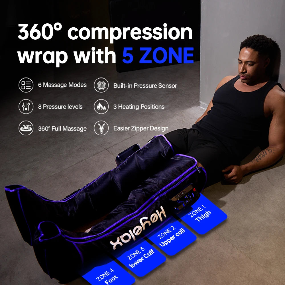 Leg Compression Massager for Circulation and Pain Relief,Air Compression Boots Sleeve for Fast Recovery,Cordless Leg Massager for Muscle Relaxation- for Athletes, Runners, Gym (Pair)