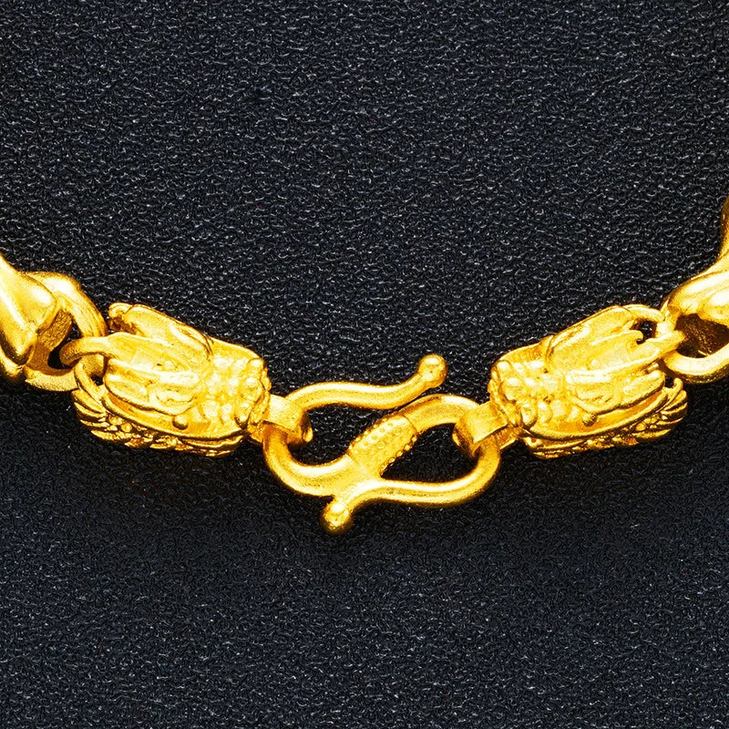 24K Pure Yellow Gold Color Solid Beads for Men's Bracelet Luxury Bracelets Brother Boyfriend Wedding Birthday Christmas Gifts